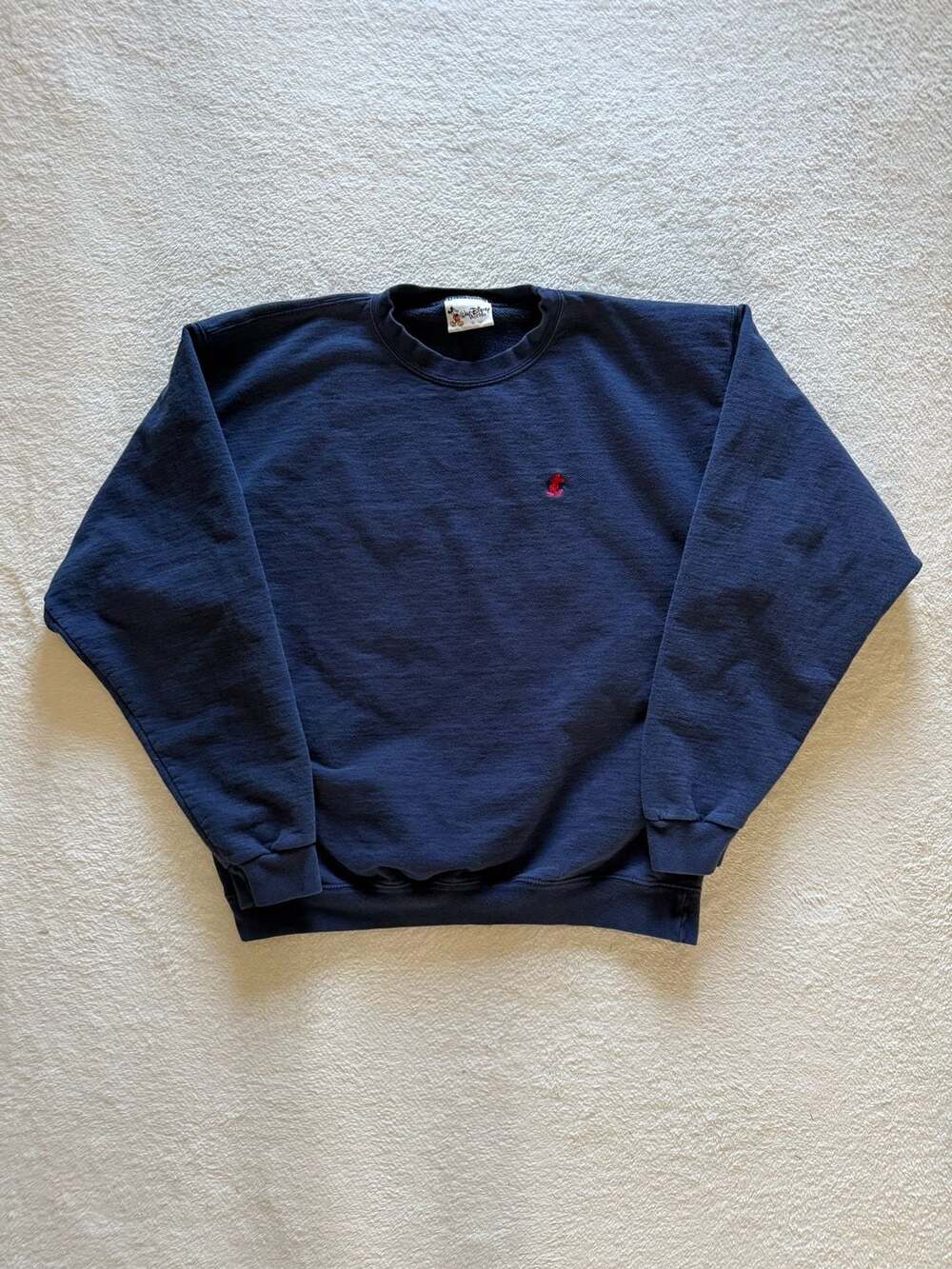 Vintage Walt Disney World Navy Blue Sweatshirt Embroidered Mickey Mouse Logo Med